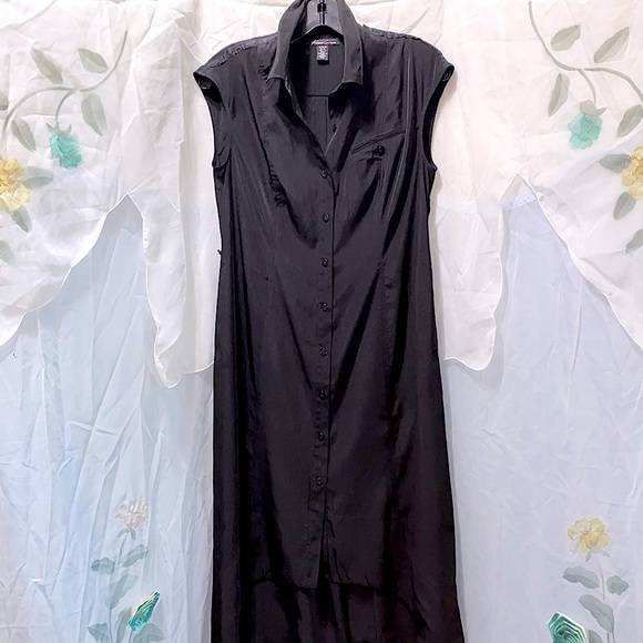KENNETH COLE NEW YORK COTTON BLK MAXI DRESS SZ M - Picture 1 of 16